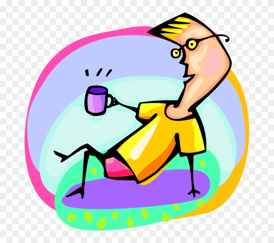 Vector Illustration Of Man Enjoying Cup Of Coffee In Clipart