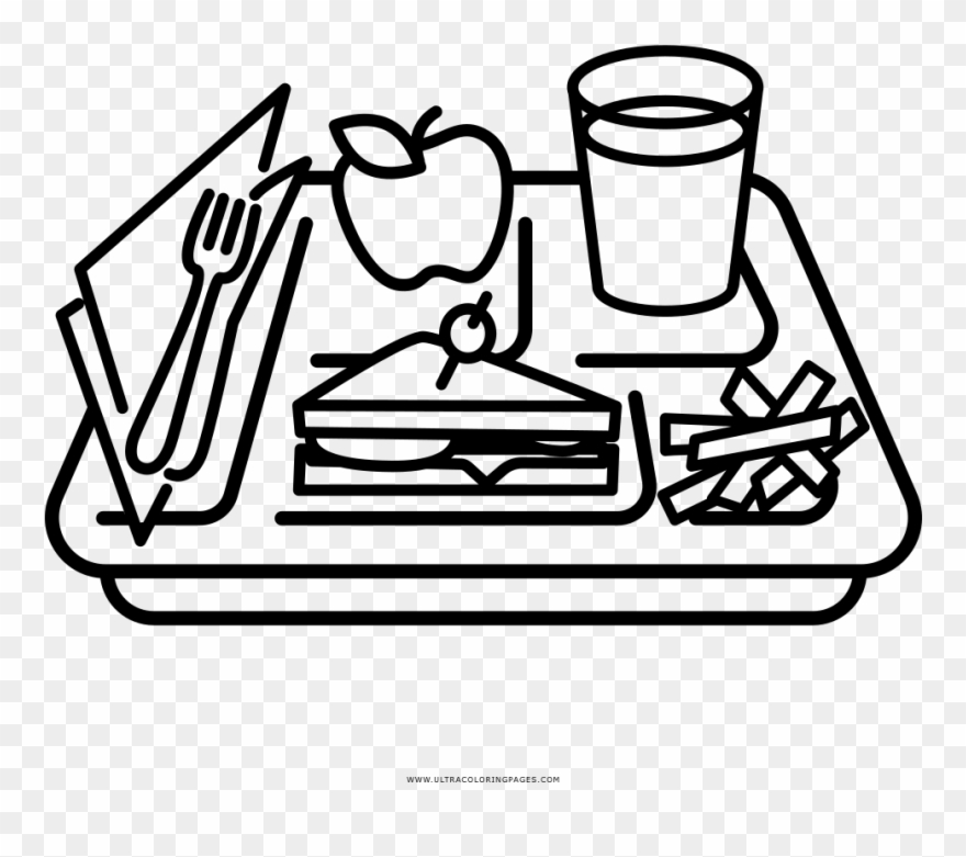 Food Tray Coloring Page - Dibujo De Un Almuerzo Clipart