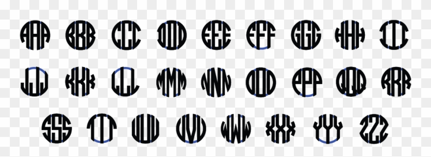 Block Monogram Font - Three Letter Monogram Clipart