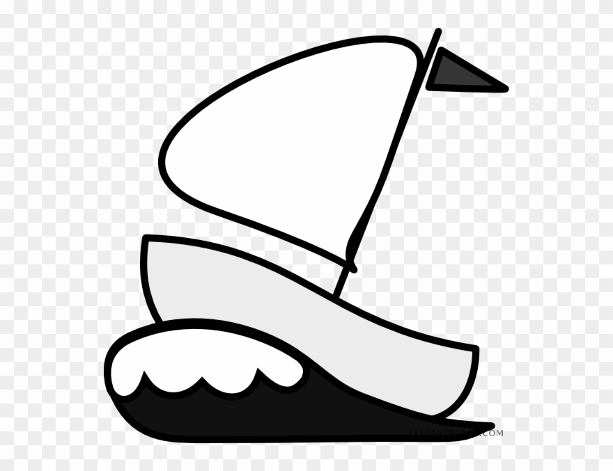 Sailboat Transportation Free Black White Clipart Images - Sailboat - Png Download