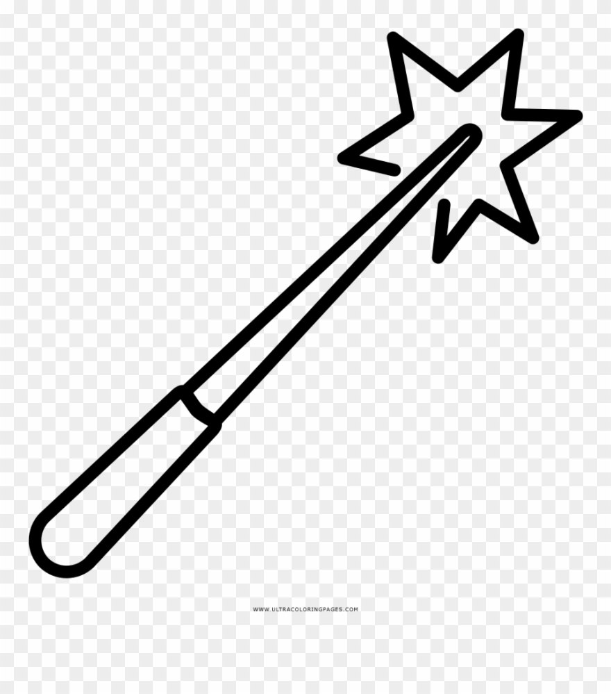 Magic Wand Coloring Page - Lightsaber Black And White Transparent Clipart