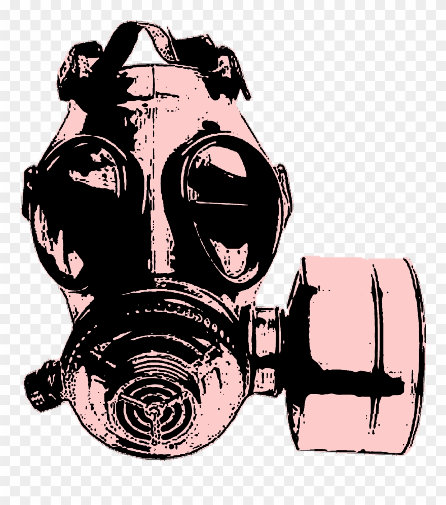 Gas Mask In Pink And Black - Skull Gas Mask Stencil Clipart