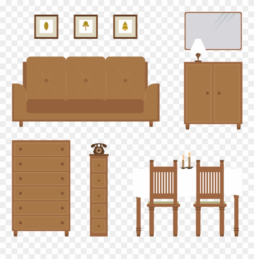 Living Room Clipart Wood Furniture - Plywood - Png Download