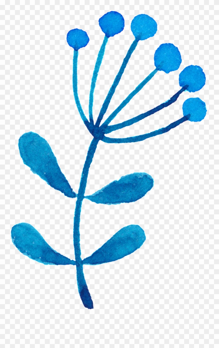 Fashion Blue Flowers Decoration Vector - Floral Design Clipart