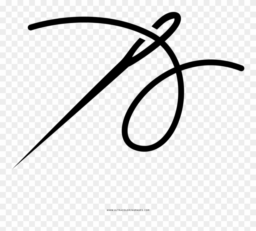 Threaded Needle Coloring Page - Needle And Thread Design Clipart
