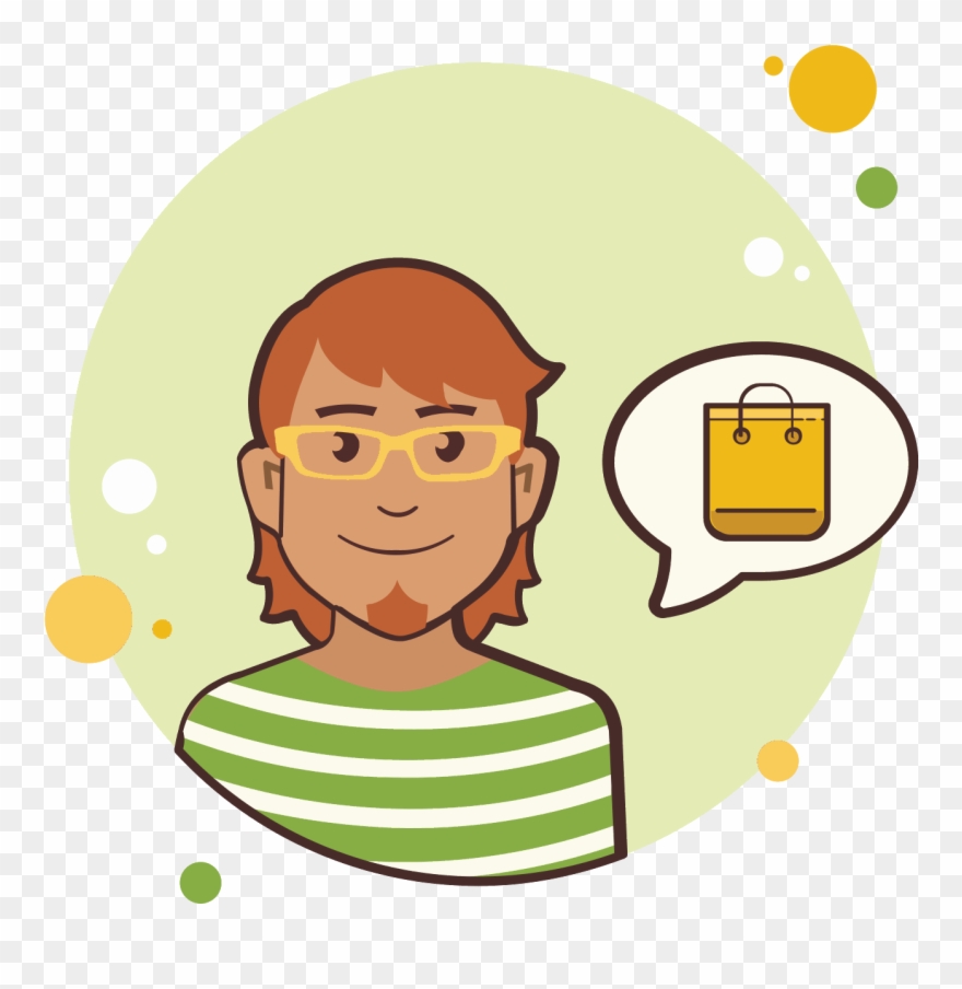 Mann In Der Gelben Gläser-einkaufstasche Icon - Cartoon Clipart