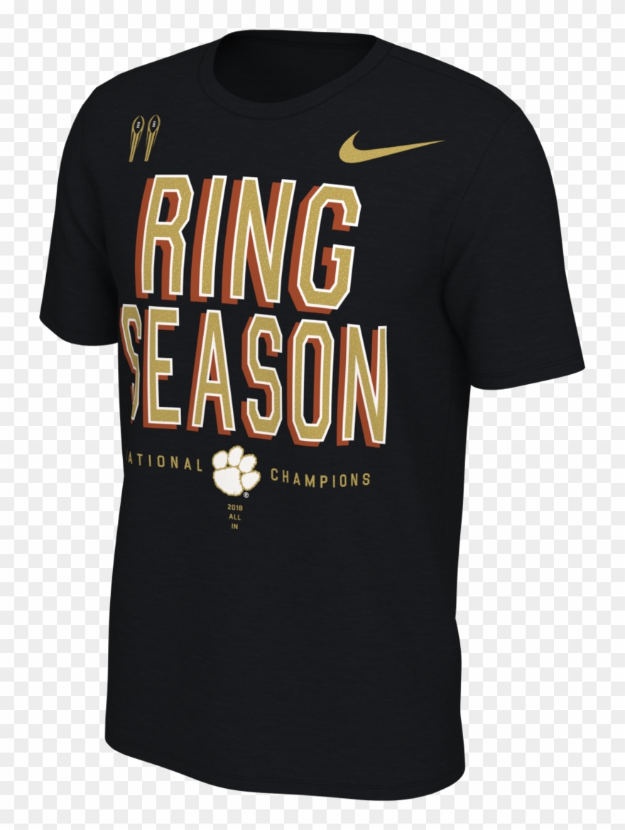 Boys Clemson Ring Season National Champions Short Sleeve - Active Shirt Clipart