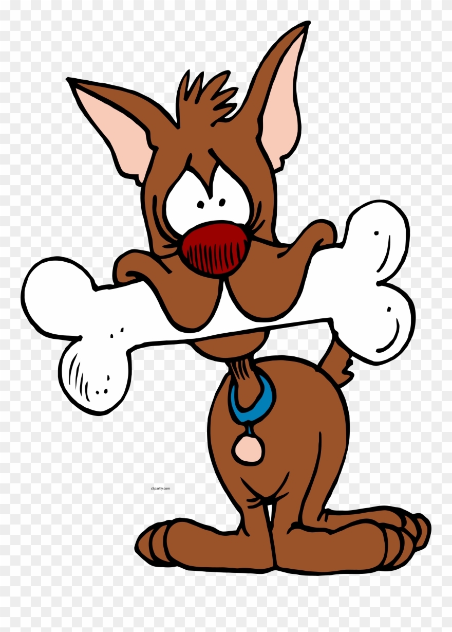 Cartoon Dog Bone In Mouth Clipart Png - Dog With Bone Clipart Transparent Png