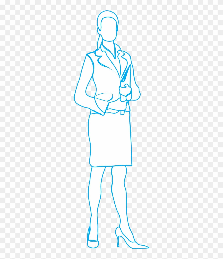 Woman With Binder Wireframe Clipart