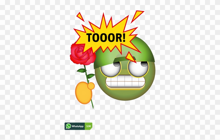 Gute Besserung Smiley Mit Rose Und Breitem Grinsen - Cartoon Clipart