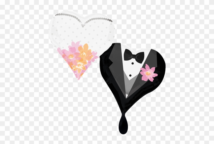 1 Folienballon - Ø 76cm - Hochzeitspaar - Serce Para Młoda Clipart