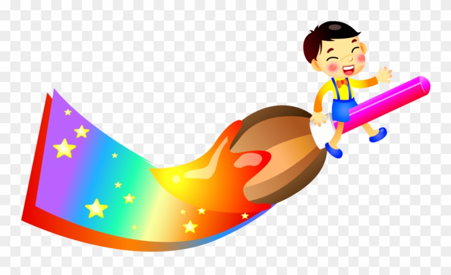 Png Royalty Free Download Cartoon Painting Brush Riding - Drawing Brush Clipart Png Transparent Png