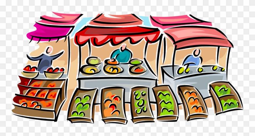 Vector Illustration Of Outdoor Farmer's Food Market - Markt Clipart - Png Download