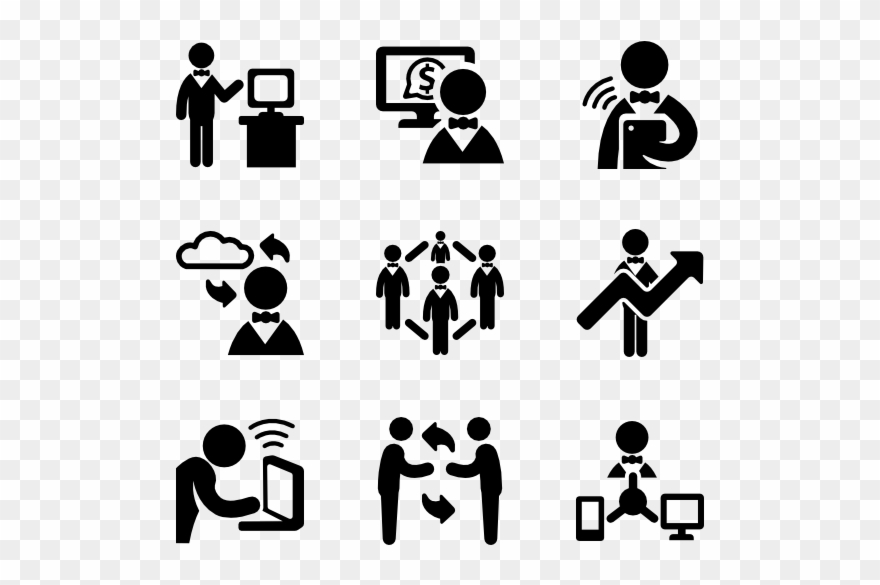 Business Person Working Computer - Public Space Vector Png Clipart