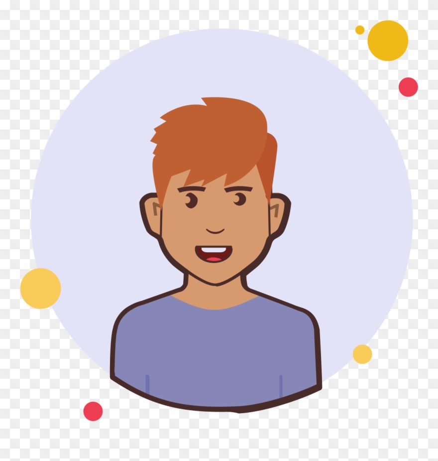 Ginger Man In Violet Shirt Icon - Cartoon Clipart