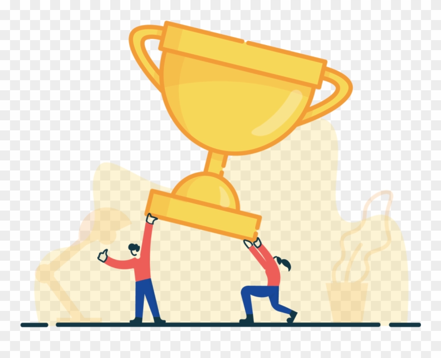 Illustration Of Two People Holding Trophy Clipart