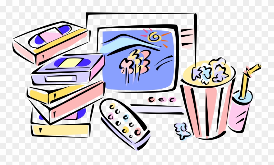 Vector Illustration Of Rental Movie Videotapes With Clipart