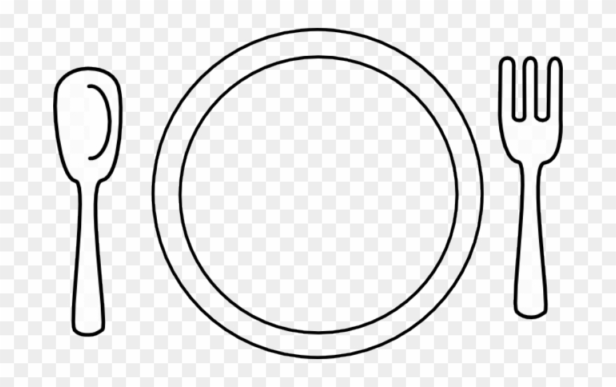 Vector Setting Clip Art Biantable Black And White - Dinner Plate Clipart Black And White - Png Download