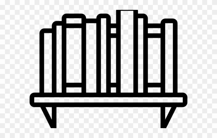 Bookcase Clipart Book Cupboard - Bookshelf Clipart Black And White - Png Download