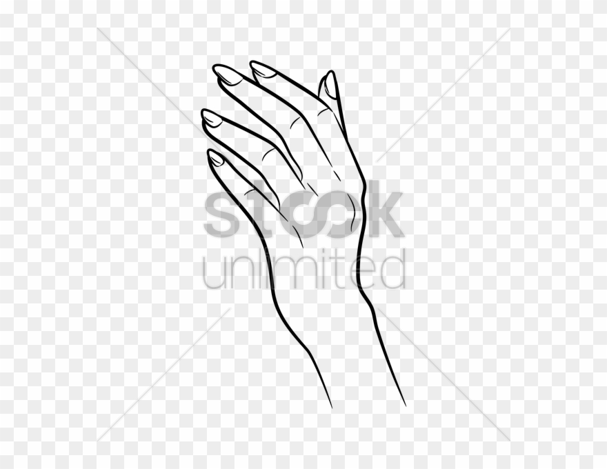 Hand Vector Png - Female Hand Line Art Clipart