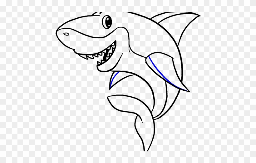 Mako Shark Clipart Simple Cartoon - Drawing - Png Download