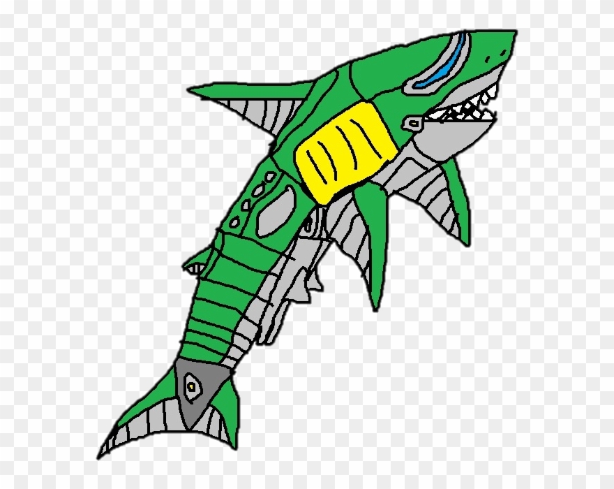Green Shark Zord - Cartoon Clipart