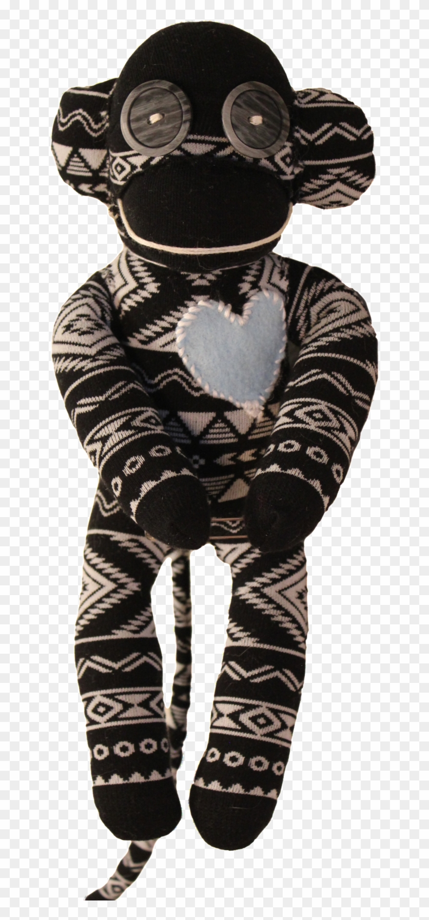 Handmade Sock Monkey Plush Toy With Funky Pattern Socks - Monkey Clipart