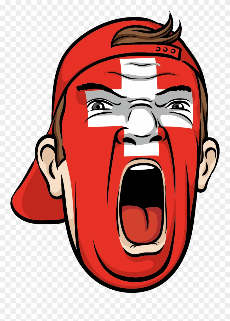 Yelling Swiss Face - Football Fan Face Png Clipart