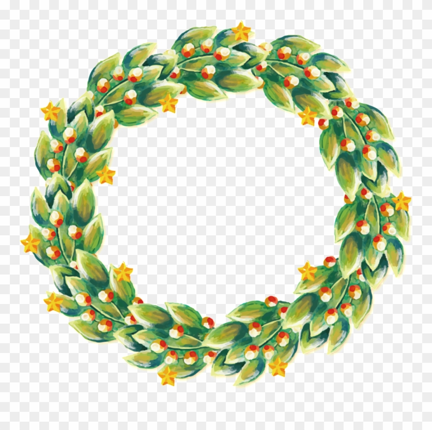 Refreshing Green Leaves Hand Drawn Garland Decorative - Christmas Day Clipart