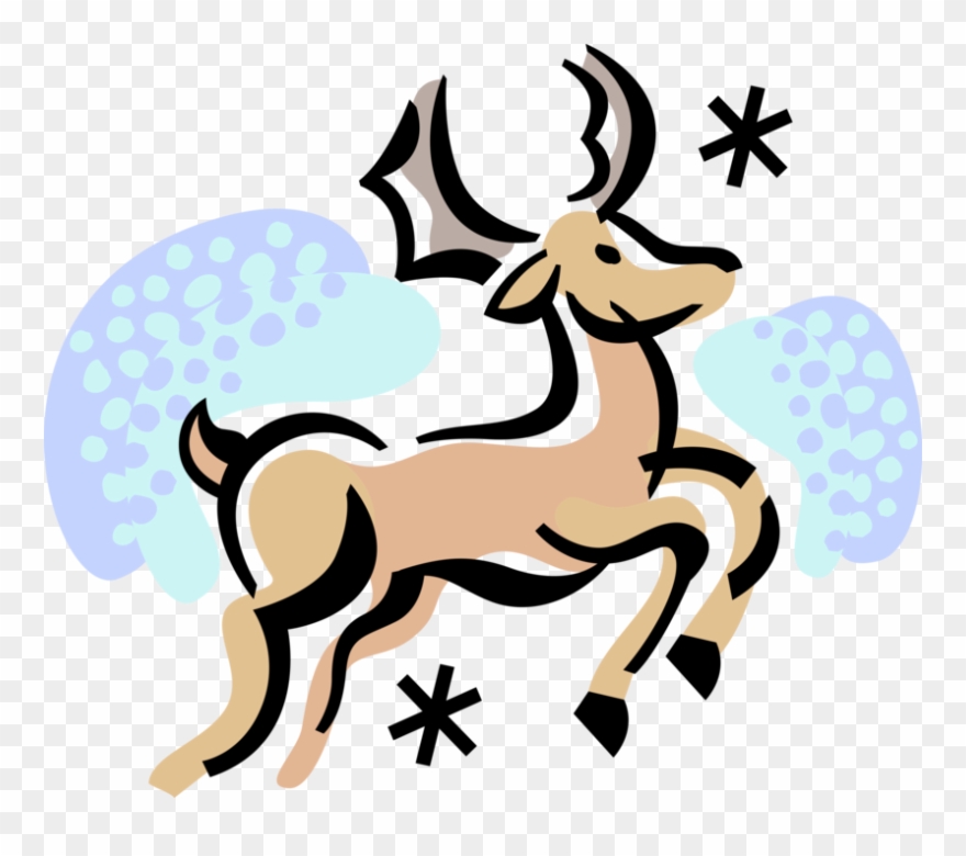 Vector Illustration Of Festive Season Christmas Reindeer - Petit Renne Au Nez Rouge Clipart