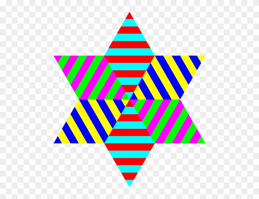 Hexagram Triangle Rainbow Clip Art - Multicolor Star - Png Download