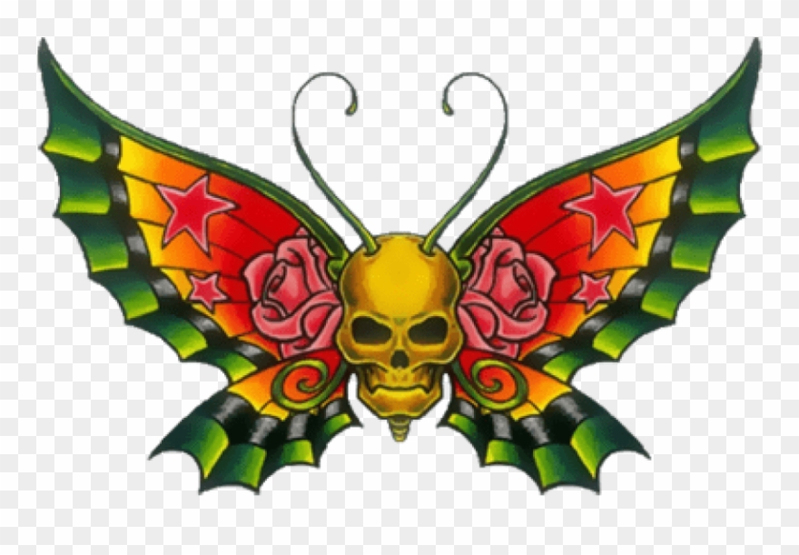 Free Png Skullbutterfly Png Images Transparent - Transparent Clipart Butterfly Tattoo