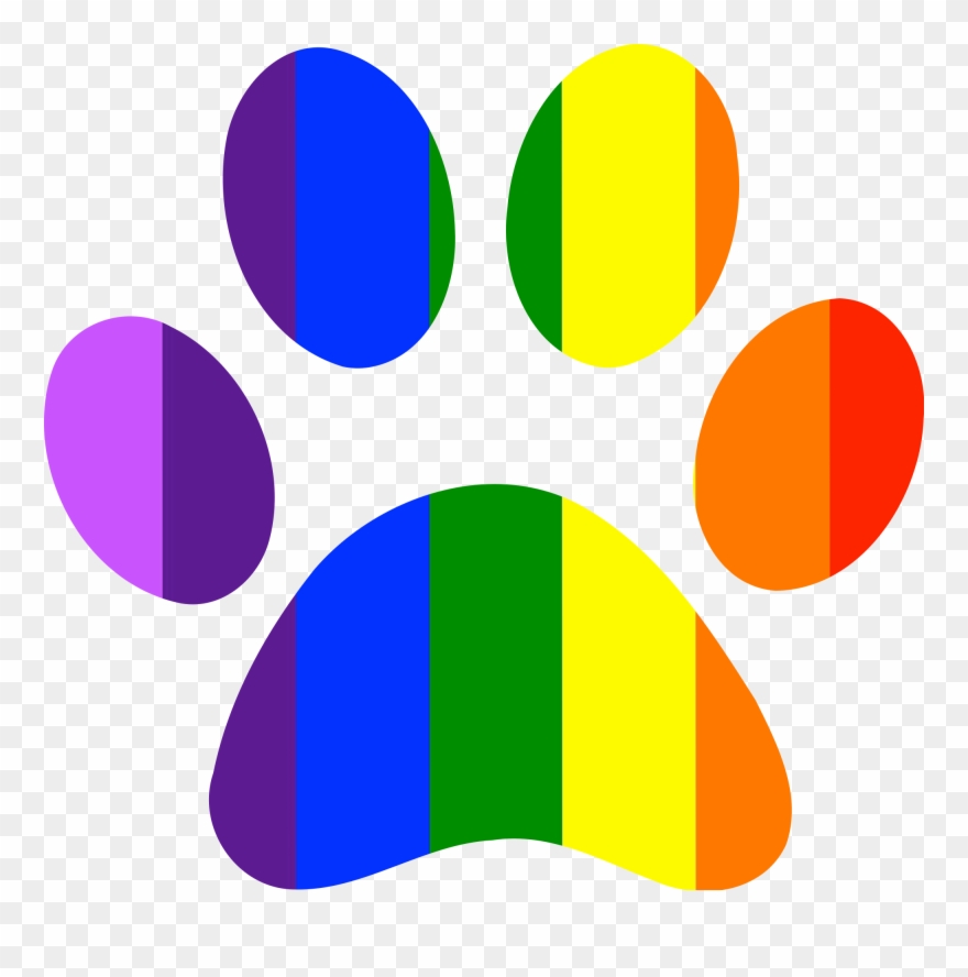 Dog Grooming - Rainbow Paw Print Clipart - Png Download