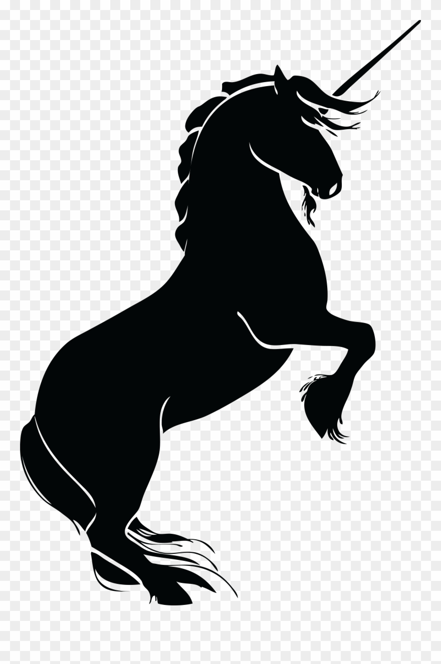 Unicorn Silhouette Clip Art - Rearing Unicorn Silhouette - Png Download