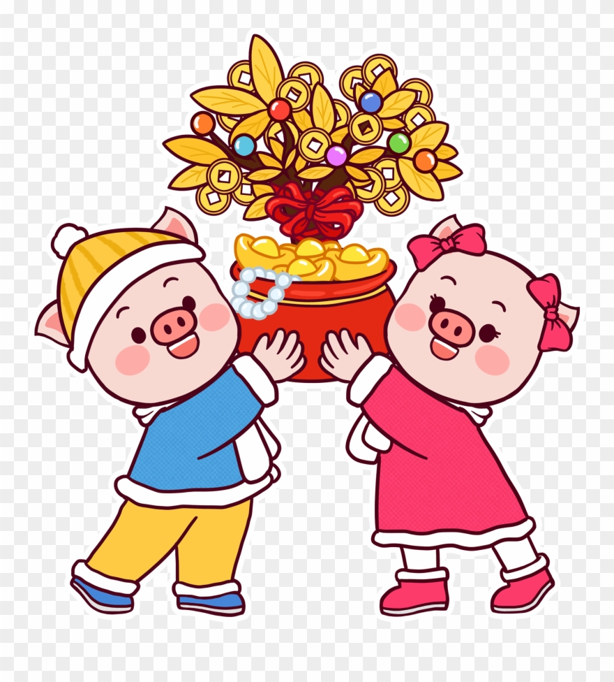 Cartoon Cute Colored Piggy Png And Psd - Cartoon Clipart