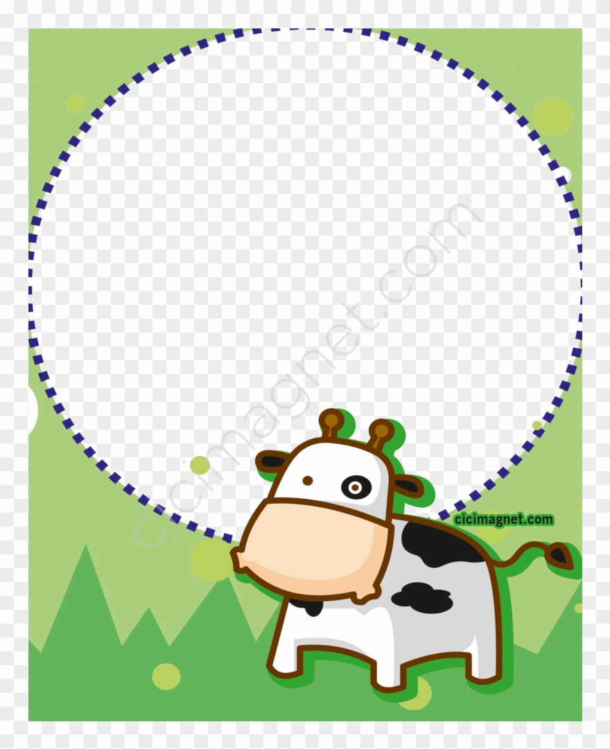 Yeşil Zemin Ve İnek Temalı Doğum Günü Magnetleri - Aniversario Tema Nuvem Adesivo Clipart