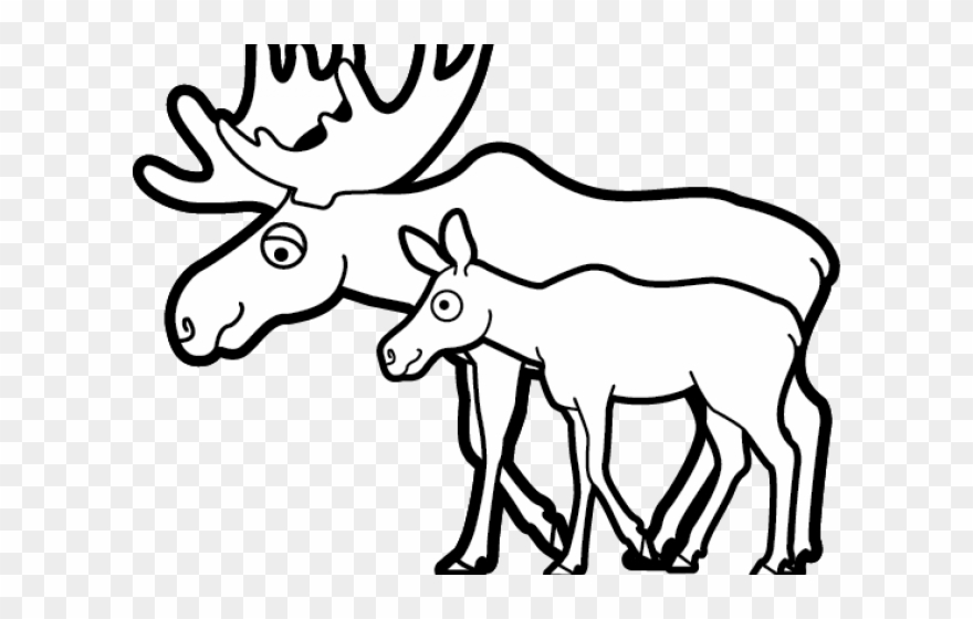 Moose Clipart Transparent Background - Moose Black And White Clipart - Png Download