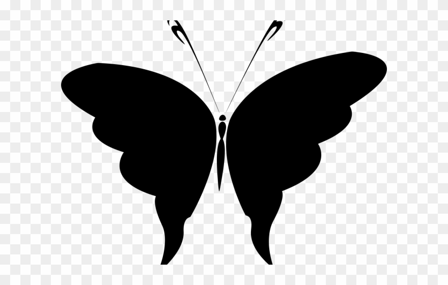 Black Cat Clipart Butterfly Silhouette - Clip Art - Png Download