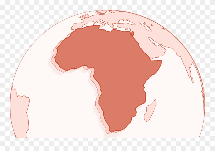 African Continent Centered On Globe - Africa Continent Outline Black Clipart
