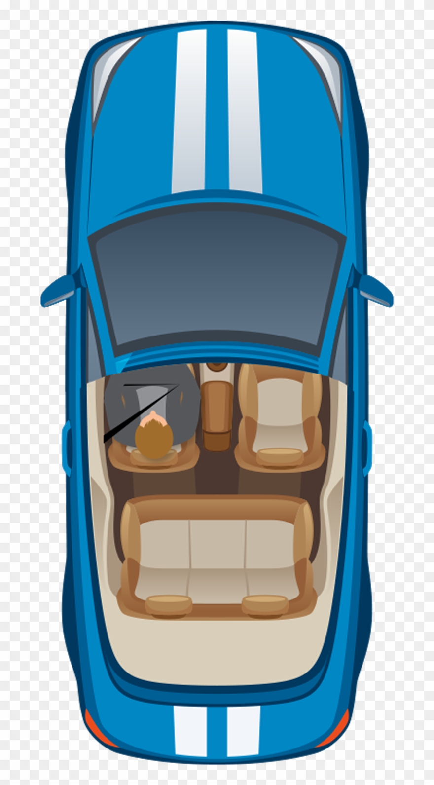 Awesome Blue Car With Top Removed To Show Passengers - Illustration Clipart