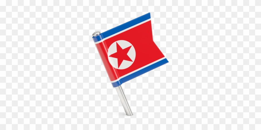 Square Pin Illustration Of - North Korean Flag Png Clipart