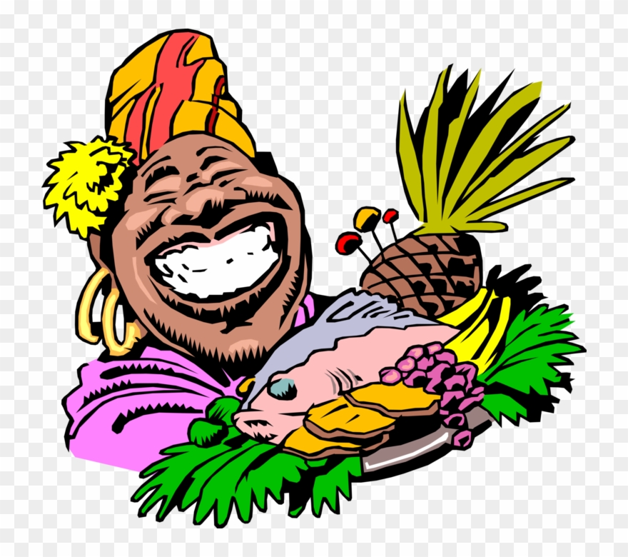 Woman Offers Food Platter Vector Image Illustration - Jamaican Cartoon Food Clipart