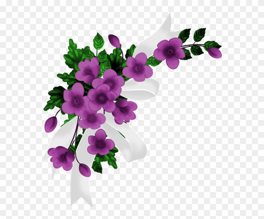 Bordures,coins,tubes - มุม ดอกไม้ สี ม่วง Png Clipart