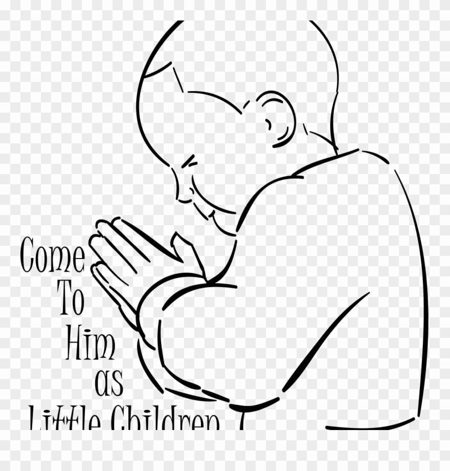 Child Praying To Godawing Line Pencil Art Print Signed - Child Praying Coloring Page Clipart