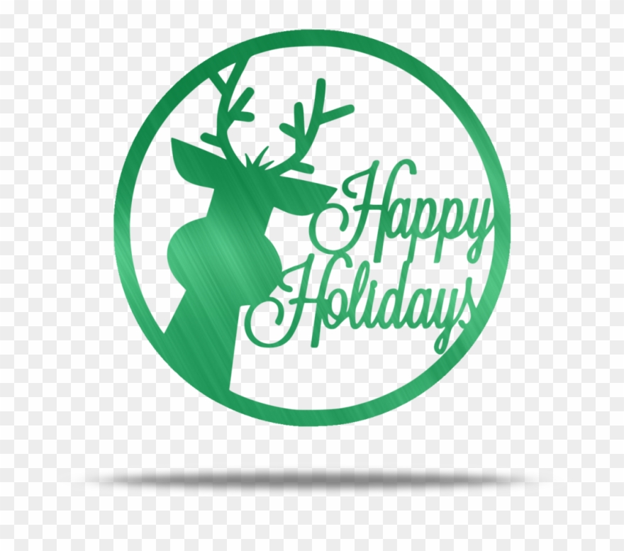 Happy Holidays Reindeer Steel Wall Sign - Illustration Clipart