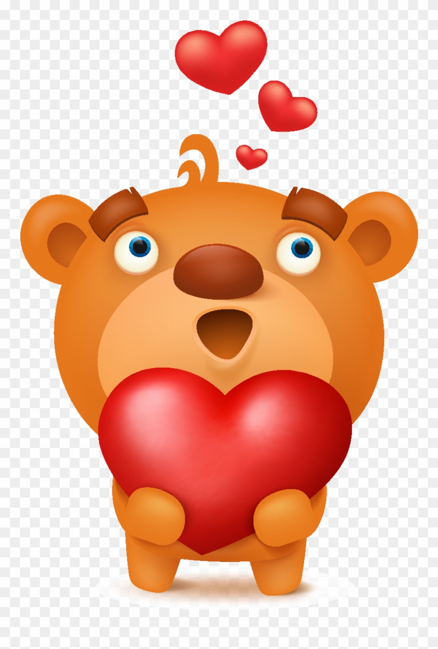 Cartoon Cute Heart Shaped Bear Element - Heart Clipart