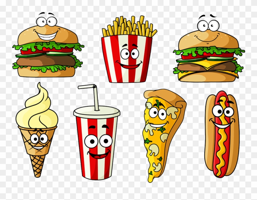 Hamburger Hot Dog Soft Drink Fast Food Cheeseburger - Ice Cream And Fries Clipart - Png Download