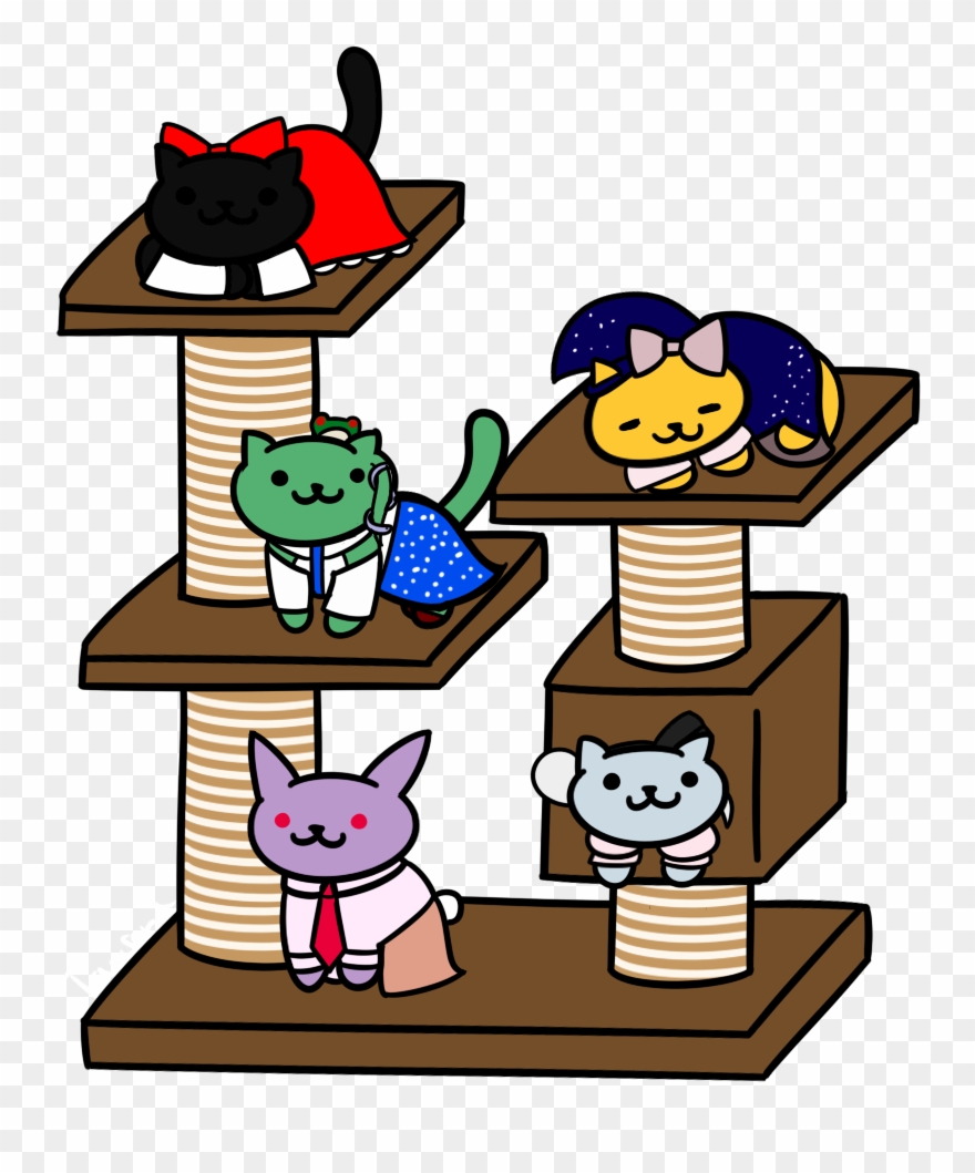 Reimu, Marisa, Sanae, Youmu And Reisen As Neko Atsume - Cartoon Clipart