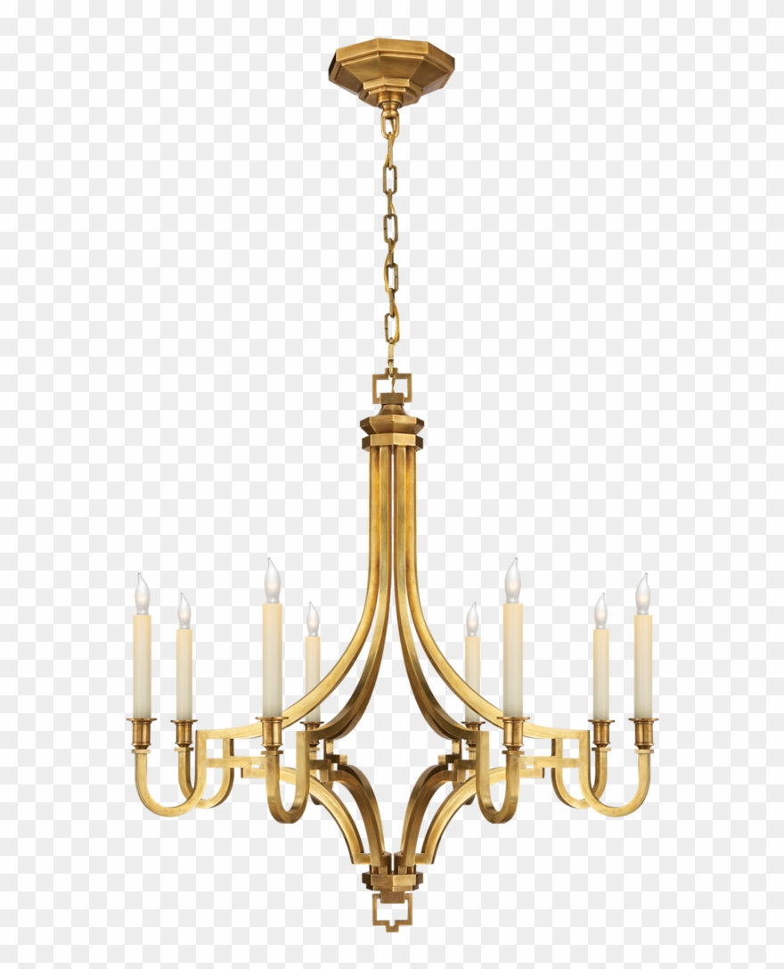 Mykonos Small Chandelier In Antique-burnished Brass - Visual Comfort Brass Chandelier Clipart
