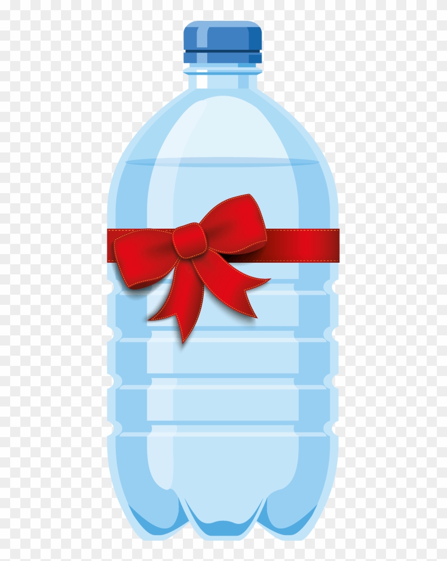 Pet-wasserflasche Mit Blauem Deckel Und Roter Schleife Clipart